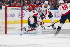 26 October 2016: Goaltender Brayden Holtby #70 of the Washington Capitals in action during the Washington Capitals game versus the Edmonton Oilers at Rogers Place in Edmonton, Alberta. (Photo by Curtis Comeau/Icon Sportswire)