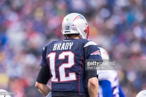 ORCHARD PARK, NY - OCTOBER 30:  Detail view of the rear of Tom Brady #12 of the New England Patriots jersey during the game against the Buffalo Bills on October 30, 2016 at New Era Field in Orchard Park, New York. New England defeats Buffalo 41-25.  (Photo by Brett Carlsen/Getty Images) *** Local Caption *** Tom Brady